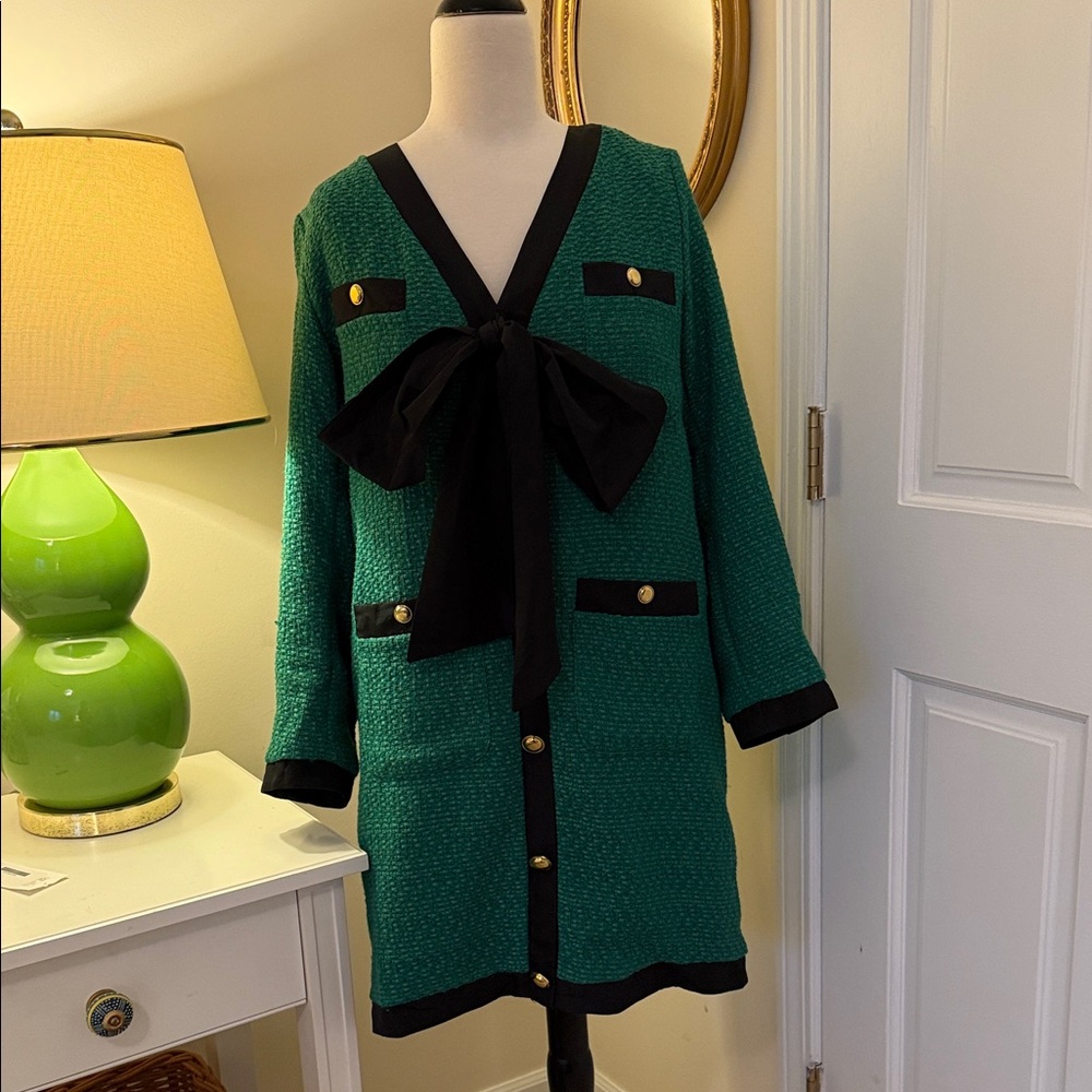 Tuckernuck Green and Black Long Sleeve Dress